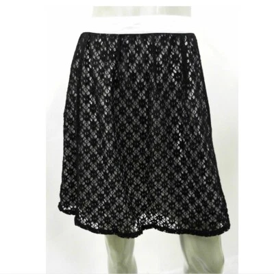 Kensie Junior Women Skirt 4 Black White A-line Lace Lined Back Zipper Crochet - Image 1 of 2