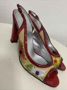 Authentic Dolce & Gabbana Red Slingbacks Heel leather Size 36 Made In Italy - Picture 1 of 8