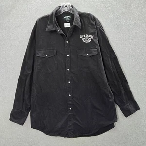 Jack Daniels Men Button Up Shirt XL Black Denim Pearl Snap Logo Western - Picture 1 of 10