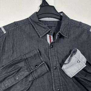 Smash Chambray Mens XL Snap Button Up Blue Grey Cotton Casual Western Cowboy - Picture 1 of 8