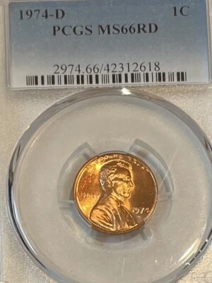 1974 D Lincoln Cent MS66RD PCGS GRADED (618) - Image 1 of 2