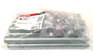 Hilti Anchor Rods #385440 7/8" x 10" W/Nuts & Washers - Lot of 10 LOC.403HFL - Picture 1 of 3