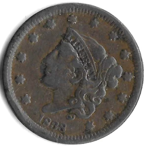 1838 - U.S. Coronet Head - One Cent - V F ( RR-43 ) - Bild 1 von 2
