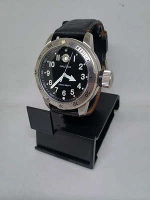 Nautica N10083 Men's Watch Analog Black Dial Date Stainless Steel Leather - Image 1 of 4