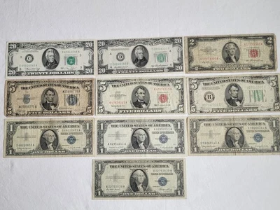 Lote de 10 billetes de dólar mixtos de la Reserva Federal Foto 1 de 4