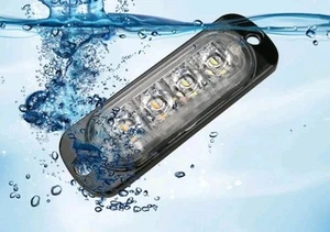 4 LED WHITE/YellowStrobe Light Bar Truck Trailer Side Marker Clearance - Picture 1 of 7