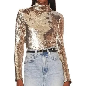 L'Academie Merla Top Gold Sequin Size Small Holiday Party Christmas - Picture 1 of 10