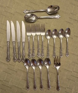 Oneida Edelstahl AZALEA Besteck Set für 4 plus 3 Stück Servieren, 4 verschiedene Teile   - Bild 1 von 10