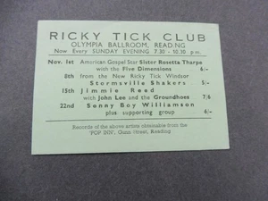 Sonny Boy Williamson, Jimmy Reed 1964 UK ORIGINAL RICKY TICK CONCERT FLYER CARD - Foto 1 di 2