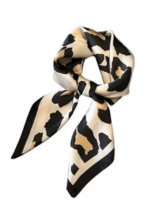 Women's Silk Feeling Graphic Print Head Scarf Square Hair Scarf Bandana Leopr... - Picture 1 of 6