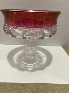 Vintage Indiana Glass Kings Crown Royal Ruby Red Thumbprint Pedestal 5 1/4” - Picture 1 of 14