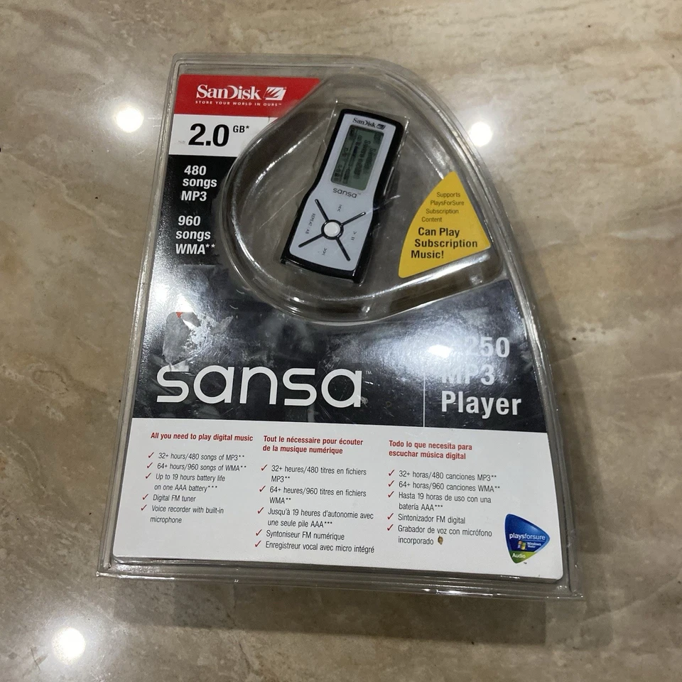 Sandisk Sansa m250 MP3 Music Player 2GB Black Sealed - Image 1 of 2