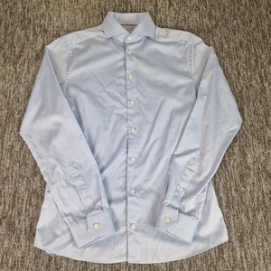 ETON Mens Size 15.5 Super Slim Fit Blue Cotton Button Up Long Sleeve Shirt - Picture 1 of 13