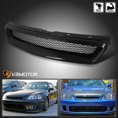 Fits 1999-2000 Honda Civic Honeycomb Mesh Front Bumper Hood Grille Grill 99 00 - Imagem 1 de 4