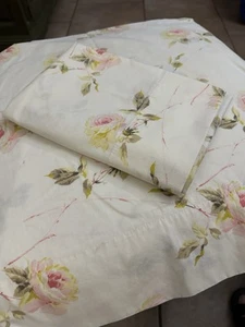 Fundas de almohada vintage Utica Percale King rosas rosadas y verdes casa de campo JP Steven & Co - Imagen 1 de 5
