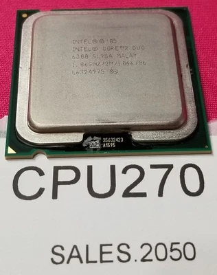 CPU270 - Intel Core 2 Duo E6300 1.86GHz LGA775 CPU Processor SL9SA - Image 1 of 2