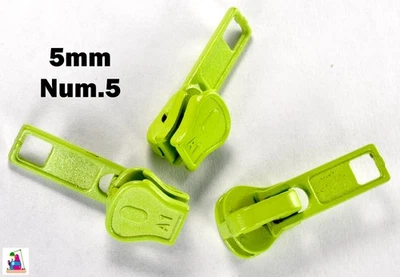 3 St Zipper Schieber Reparatur Reißverschluss 5mm grün Ersatz Zipper Umtauschen - Bild 1 von 3