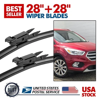 28" + 28" Black Front Windshield Wiper Blade For Ford Edge 2015-2021 Set of 2 - Imagem 1 de 4