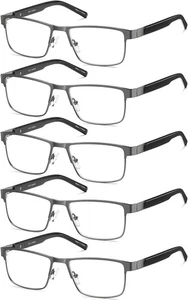 EYECEDAR 5er Pack Lesebrille für Herren Blaulicht blockierend Metall grau  - Bild 1 von 6