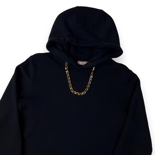 Felpa con cappuccio nera dettaglio catena Burberry