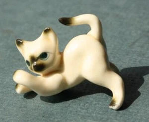 Siamese Cat Figurine Playful Pose Tail Miniature Bone China Cat Kitten Figure -- - Picture 1 of 1