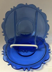 Vintage Colbalt Blue Mt. Pleasant Scalloped Edge Saucers 6.25" Set Of 2 - Picture 1 of 5