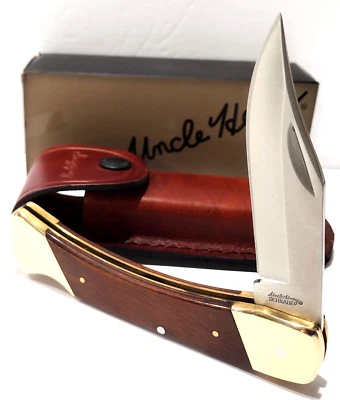 NEW Schrade Uncle Henry 5" LB7 Bear Paw Wood Lockback Folding Knife + Sheath EDC - Image 1 of 4