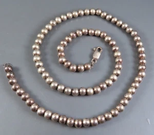 STERLING SILVER Beaded Necklace Navajo Pearls Style 20" LONG x 6mm ADD A BEAD - Picture 1 of 5