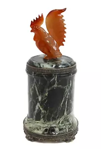 Yamanaka Lebkuecher Sterling Silber Marmor Karneol Hahn Zigarettendose - Bild 1 von 12