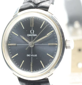 *N MINT* Vintage OMEGA De Ville TOOL 102 Hand Winding Navy Dial 25mm Women Watch - Picture 1 of 13