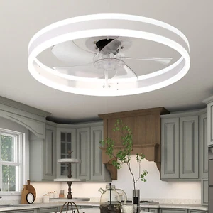 20'' Ceiling Kit With Fan Light Low Profile Flush Mount Dimmable LED 3 Color UL - Picture 1 of 12