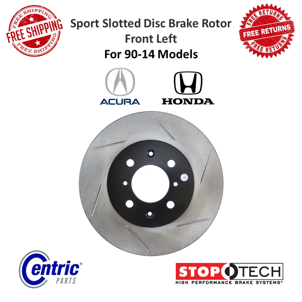 StopTech Sport Slotted Disc Brake Rotor Front Left For Honda City, Acura Integra - Image 1 of 4