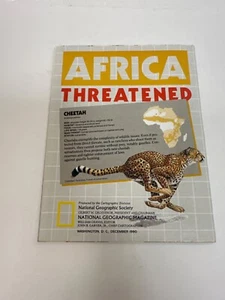 National Geographic Dezember 1990 Karte Afrika bedroht Gepard Elefant Nashorn - Bild 1 von 4