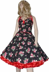 Vestido fresa años 50 enaguas negro blanco puntos rockabilly baile fiesta vintage - Imagen 1 de 4