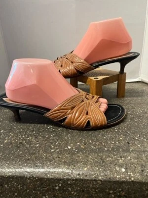 Sandalias de tacón de gatito vintage Cole Haan Resort tostadas de cuero para mujer talla 11 B Foto 1 de 4