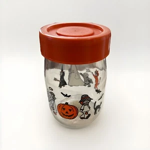 Vintage Halloween Candy Jar 1980s Carlton Glass Trick Or Treaters 6.5” - Picture 1 of 4