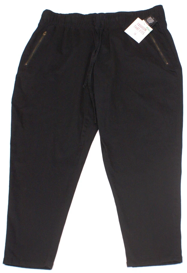 Celebrity Pink Women's Plus Size 1X Tapered Pull-on Black Pants, Elastic Waist - Image 1 of 3