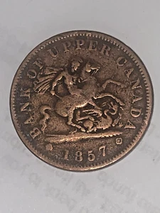 Canada 1857 One Penny Token Moneta Mondiale - Foto 1 di 11