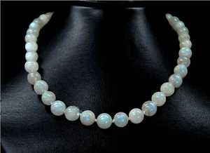Precioso collar de piedra de luna real forma de bola Ø-8 mm plata 925  - Imagen 1 de 2