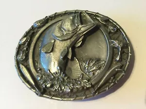 Genuine Vintage BERGAMOT Brass Works Fishing Keen’s Angler Belt Buckle, USA 1986 - Picture 1 of 12
