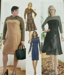 Vestido Butterick B6707 Contraste Cuello Yugo Opción Ajustado Costuras Princesa 18W-24W - Imagen 1 de 7
