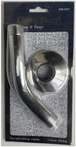 Brazo y brida de ducha cromados; 6 pulgadas 1/2" IPS; plomada funciona #678-1307 - Imagen 1 de 2