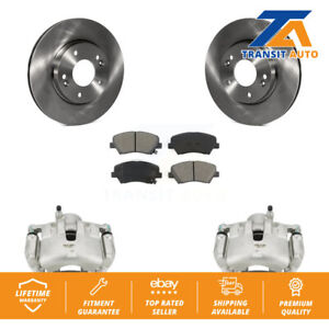 Front Disc Brake Caliper Rotor & Semi-Metallic Pad Kit For 2012 Hyundai Veloster