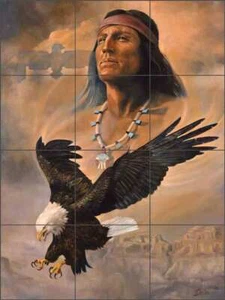 Native Art Fliese Wandbild Detha Watson Adler Keramik Spritzschutz RW-DW006 - Bild 1 von 2