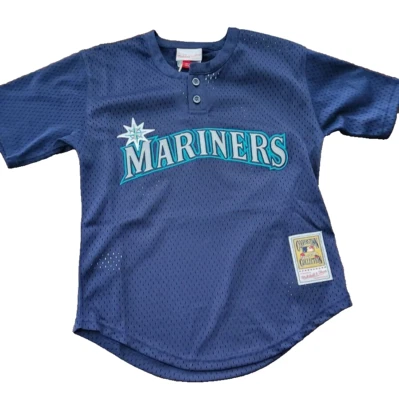Mitchell Ness YOUTH Mariners Ichiro Suzuki Mesh Batting Jersey Navy Medium 10/12 - Image 1 of 4
