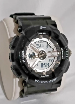 GENOA Men's All Black Silicone/Rubber Strap Ana-Digital Watch NEW & Working - Image 1 of 4