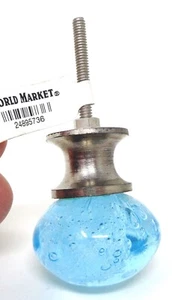 WORLD MARKET Arctic Blue Glass Bubbles Cabinet Knob (NEW) - Picture 1 of 3