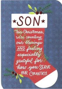 NOS Hallmark Christmas Card - Son - Military - Picture 1 of 2
