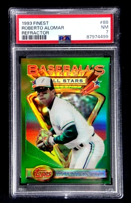 ROBERTO ALOMAR 1993 FINEST REFRACTOR PSA 7 NM ALL-STAR CARD #88 BLUE JAYS HOF - Image 1 of 2
