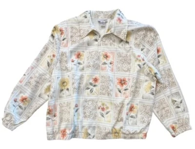 Chaqueta Alfred Dunner 16WP Floral Cremallera Ligera Girasol Cuentas COTTAGECORE Foto 1 de 4